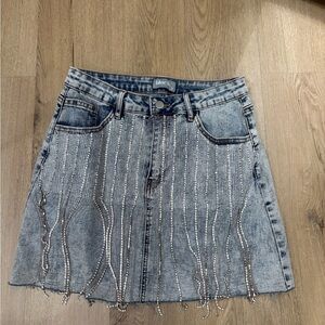 Bedazzled blue mini skirt